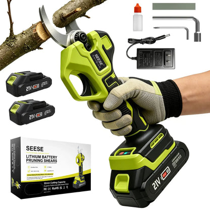 Electric Pruning Shears for Gardening | 1.25" Cordless Power Pruner with Brushless Motor & Dual 21V Battery