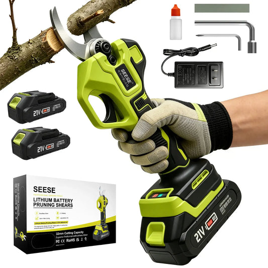 Electric Pruning Shears for Gardening | 1.25" Cordless Power Pruner with Brushless Motor & Dual 21V Battery