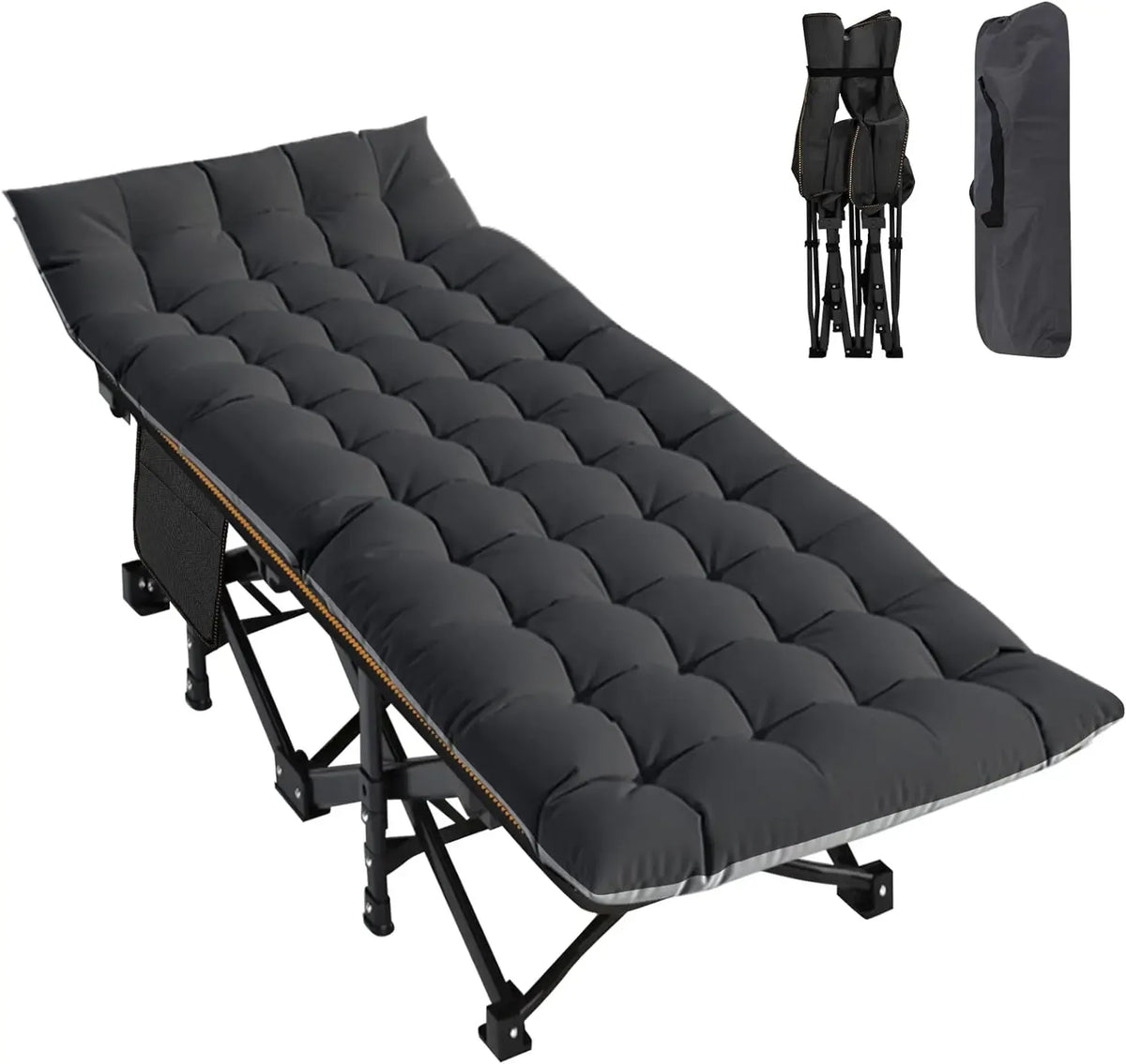 XXL Folding Camping Cot with Mattress, Bed Frame & Carry Bag