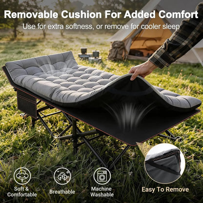 XXL Folding Camping Cot with Mattress, Bed Frame & Carry Bag
