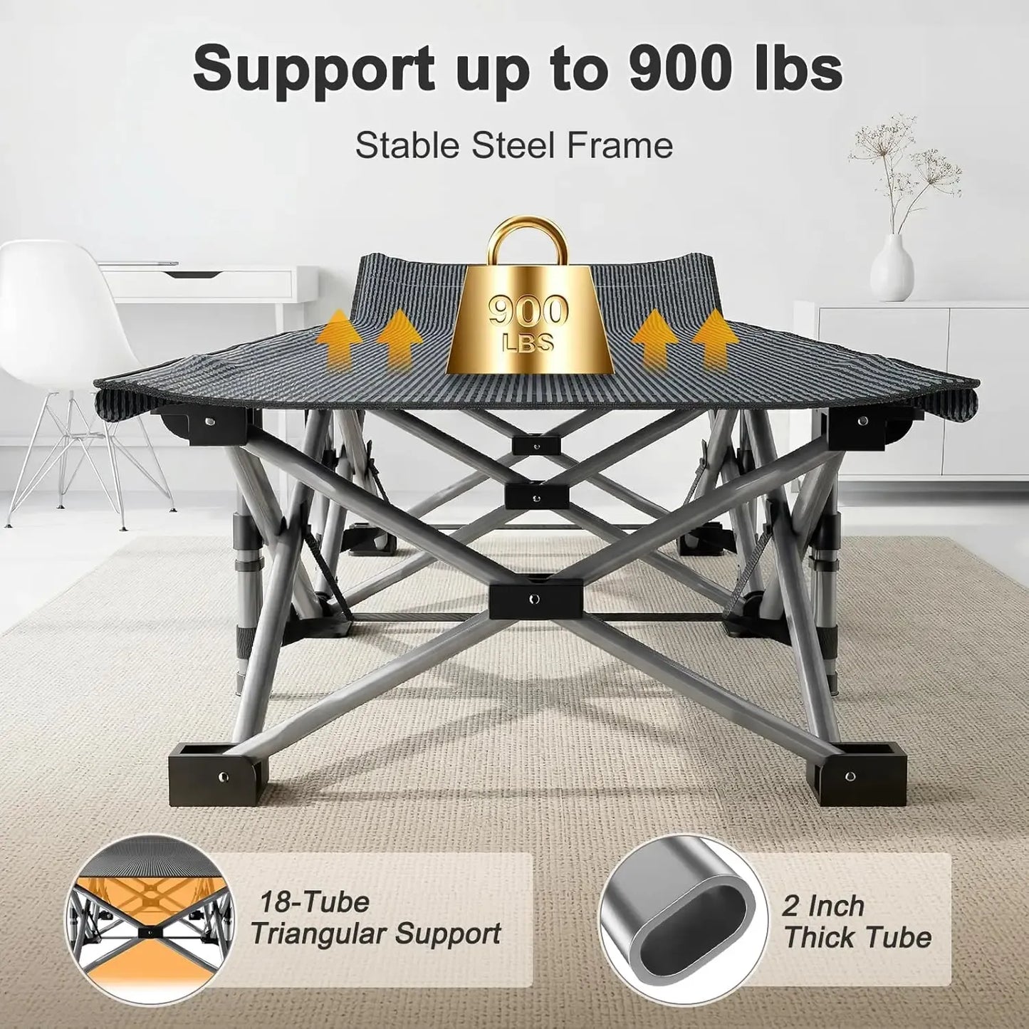 XXL Folding Camping Cot with Mattress, Bed Frame & Carry Bag
