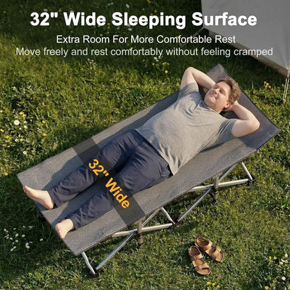 XXL Folding Camping Cot with Mattress, Bed Frame & Carry Bag