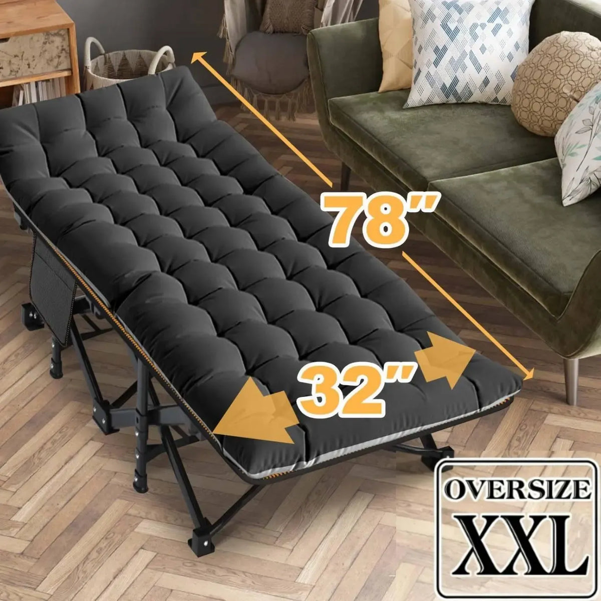 XXL Folding Camping Cot with Mattress, Bed Frame & Carry Bag