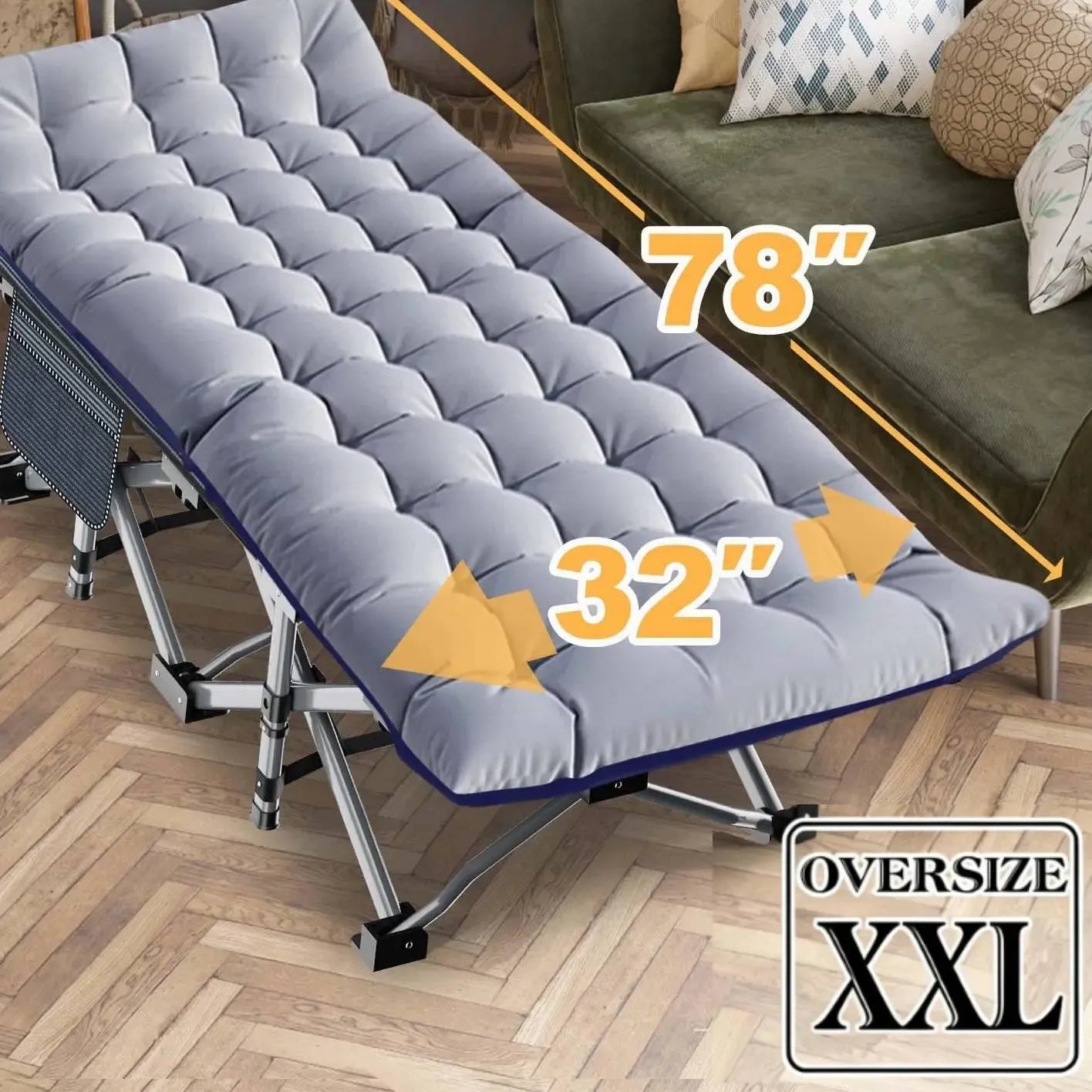 XXL Folding Camping Cot with Mattress, Bed Frame & Carry Bag