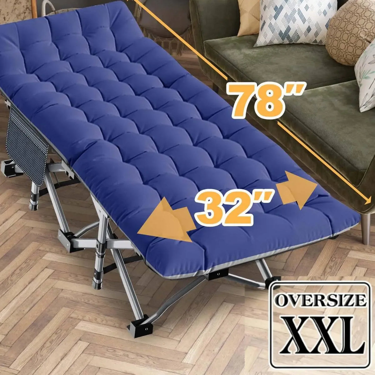 XXL Folding Camping Cot with Mattress, Bed Frame & Carry Bag