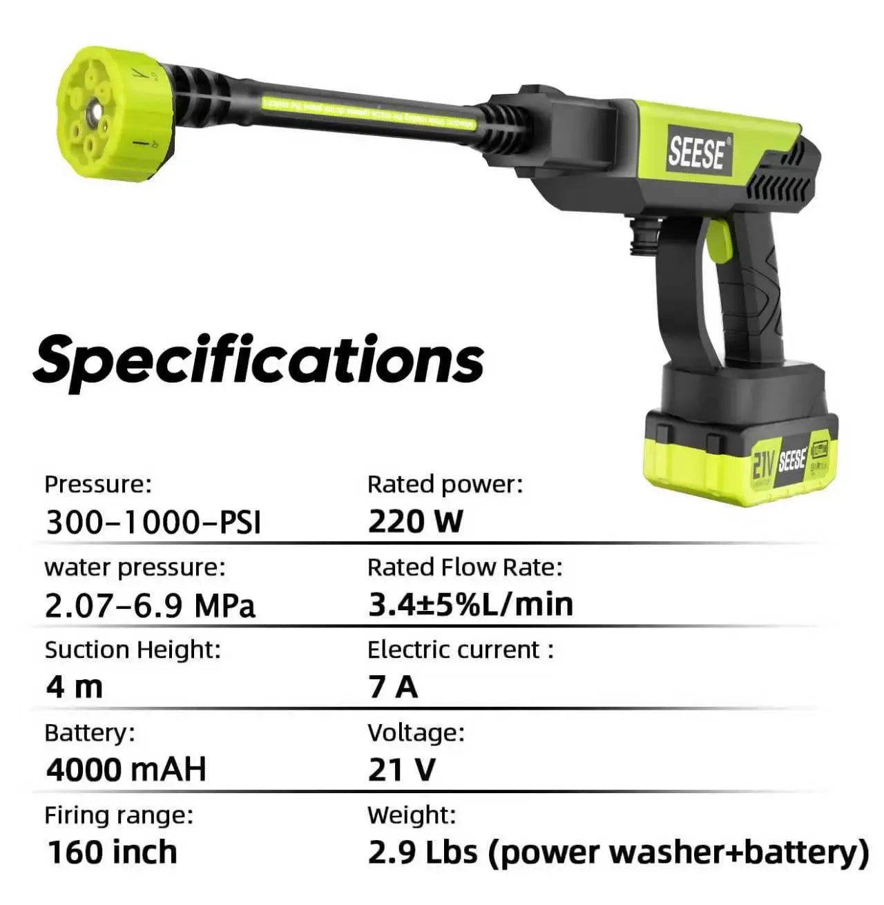 Cordless Portable Pressure Washer with Single Port Charger